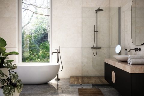 Modern Bathroom Interior stock photo - 3d render